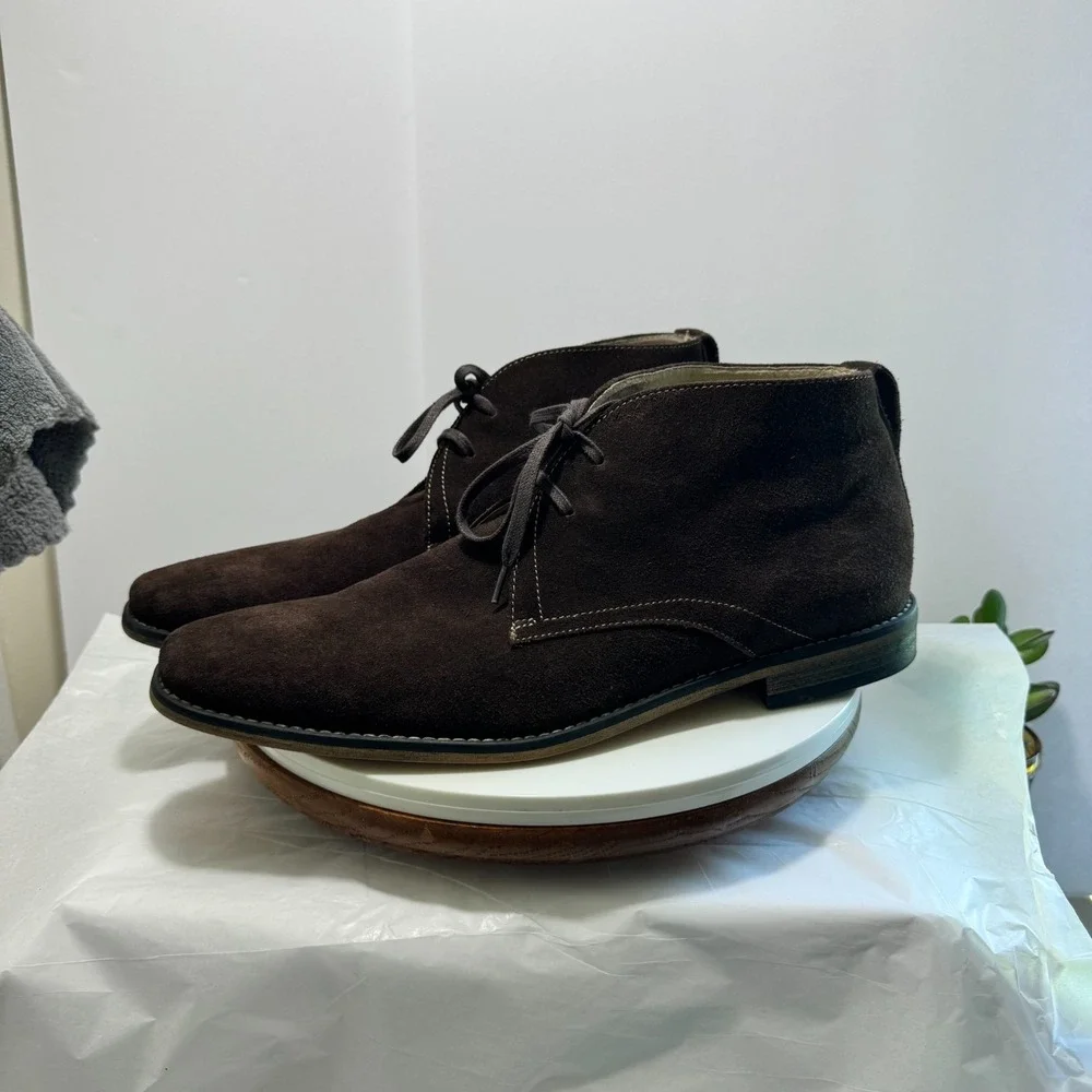 Stacy Adams Genuine Suede Leather Lace Up Chukka 2 Eyelet Boots Mens 12M Brown